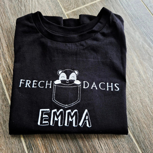 Kundenspezifisches gesticktes T-Shirt FRECHDACHS für Kinder - Kleinkinder, personalisierbares Shirt, Jungs - Mädchen, personalsierbares Geschenk - KittySweetCrochet