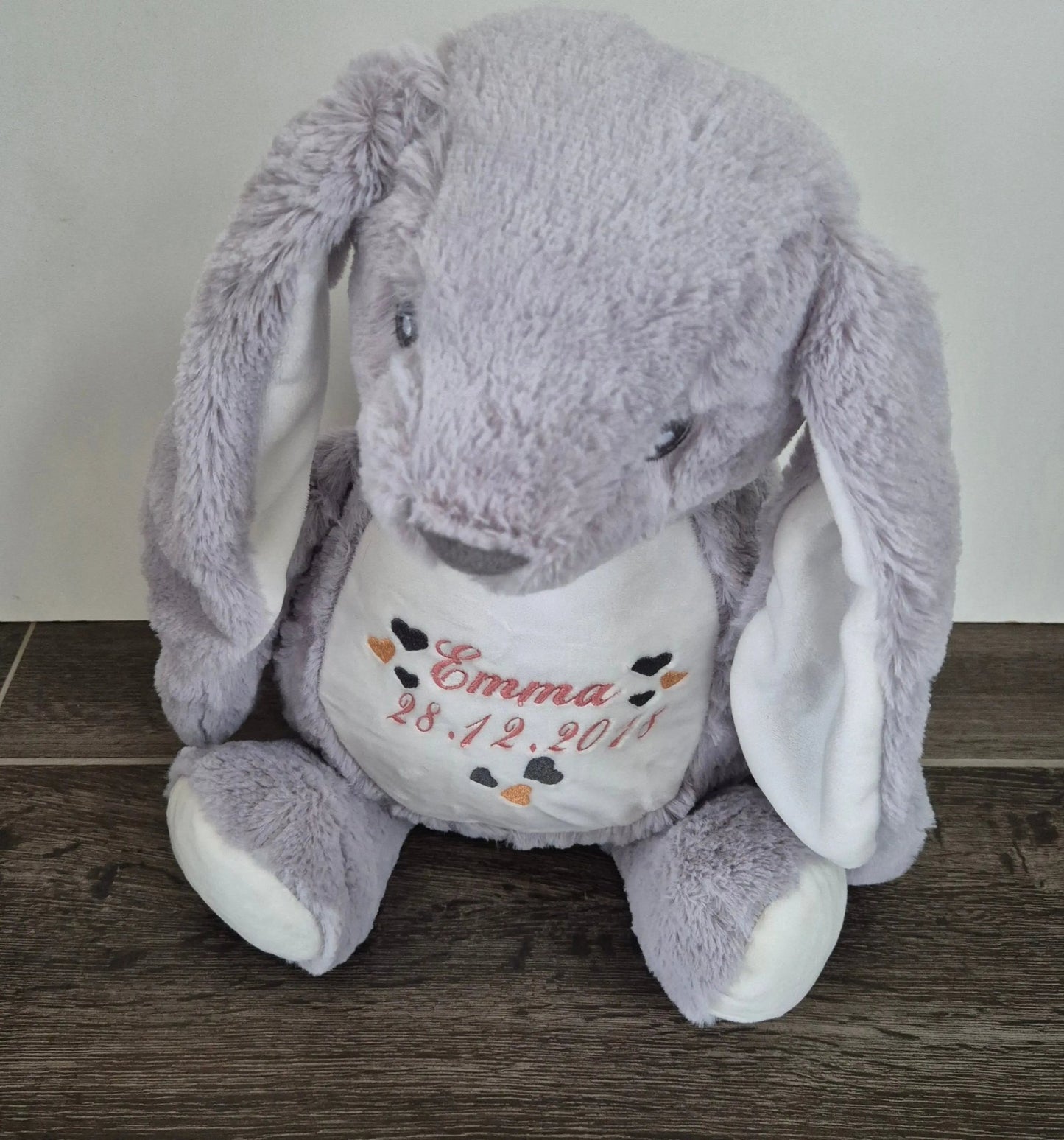 Kuscheltier "Hase mit Herz" - bestickte Personalisierung, Sorgenfresser - KittySweetCrochet