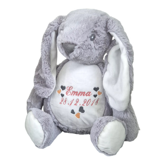 Kuscheltier "Hase mit Herz" - bestickte Personalisierung, Sorgenfresser - KittySweetCrochet