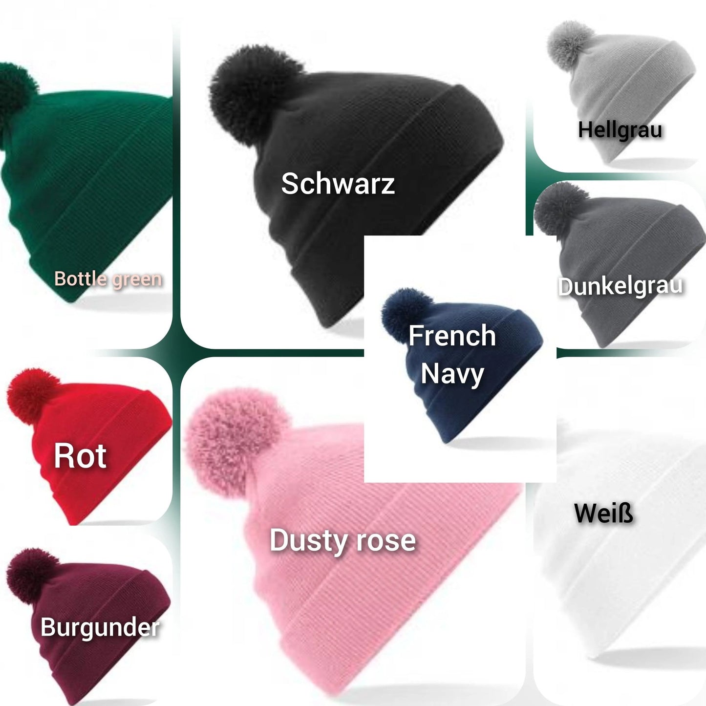 Bestickte Bommelmütze - Pom Pom Beanie | Mittelfinger Tiere - Lustiges Statement Accessoire - KittySweetCrochet