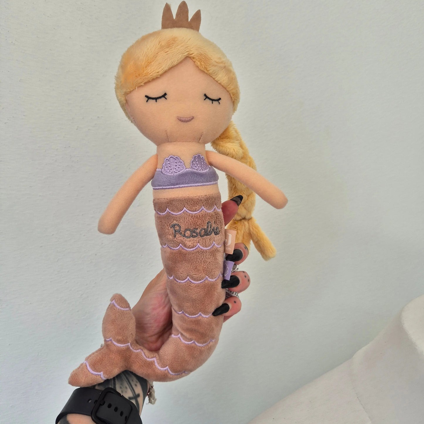 Besticktes personalisiertes Kuscheltier Mermaid Ella,Meerjungfrau - hand bestickt -