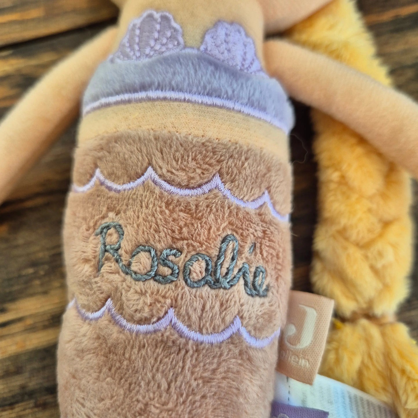 Besticktes personalisiertes Kuscheltier Mermaid Ella,Meerjungfrau - hand bestickt -